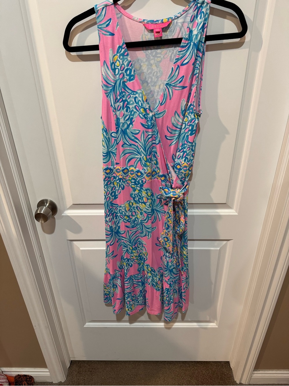 Lilly Pulitzer Pink Tropical-Print Wrap Dress